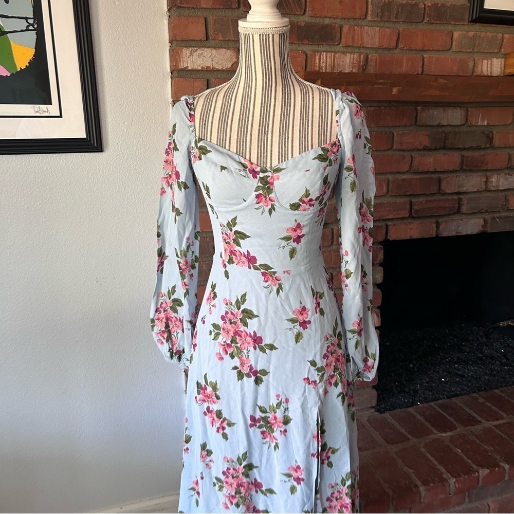 Reformation Shelby Floral Midi Dress in Giulia Sz 0 - Picture 3 of 11